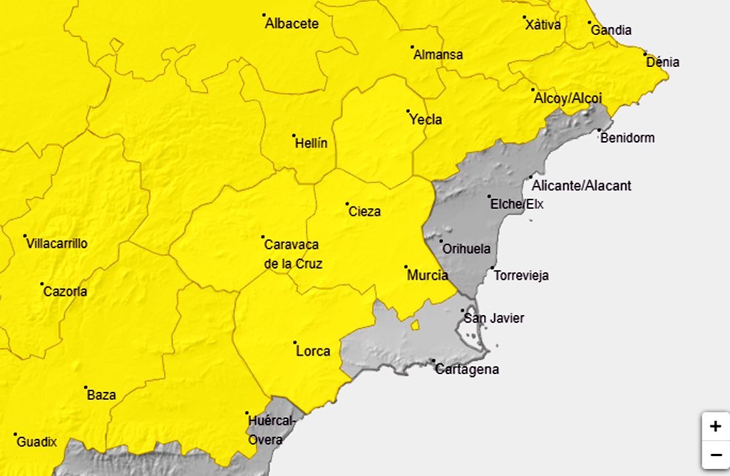 El Valle del Guadalentín, en aviso amarillo por lluvias y tormentas